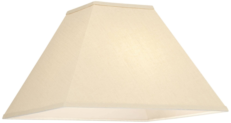 Lamp Shade Square Beige Linen Includes Finial Harp Spider Fitter