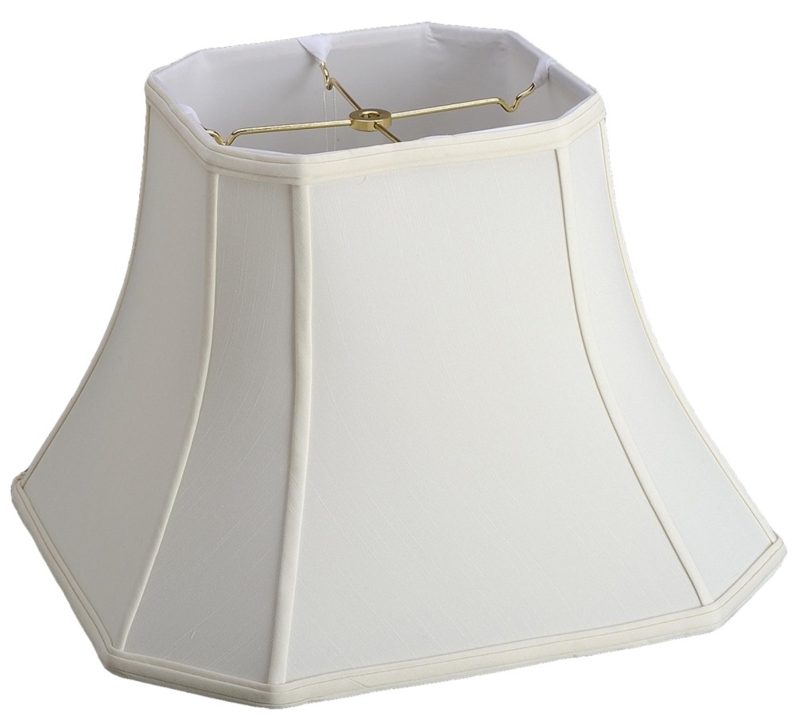 Lamp Shade Square Bell Cut Corners Cream Silk Like Traditional