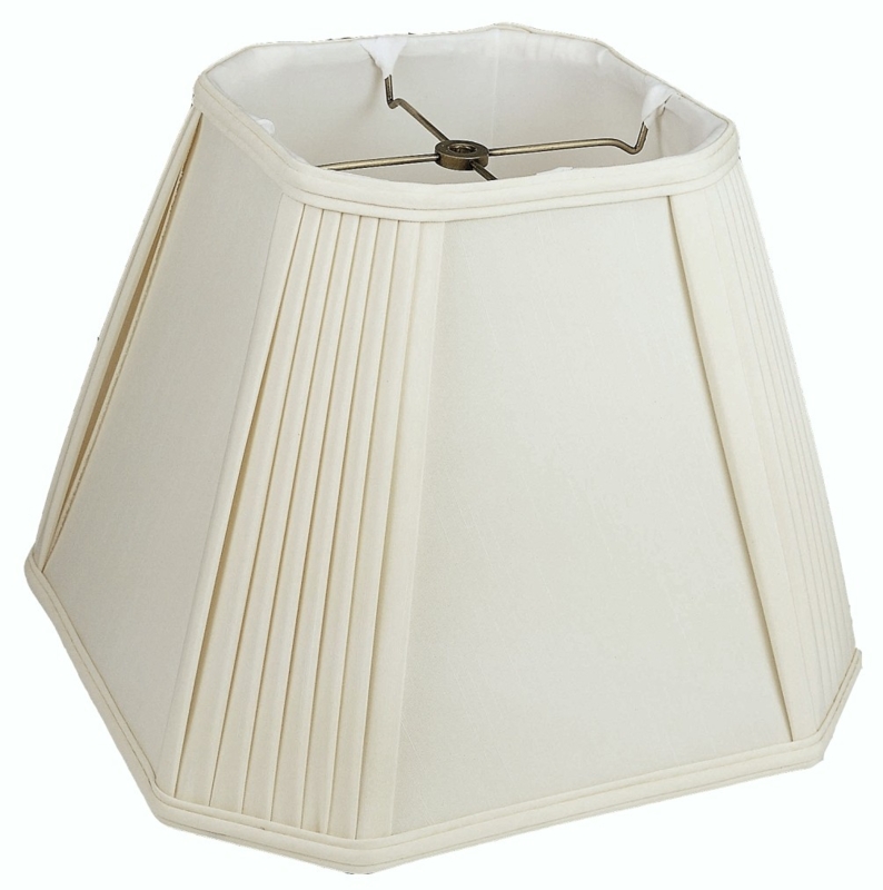 Lamp Shade Square Pleated Corners Cream Piped Trim Traditional