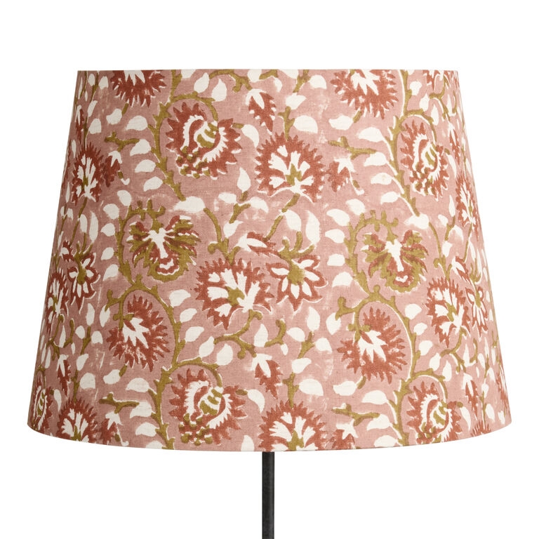 Lamp Shade Tapered Drum Pink Floral Block Print Bohemian