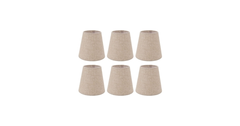 Lamp Shade Tapered Drum Set of 6 Cream Linen-Like, Transitional