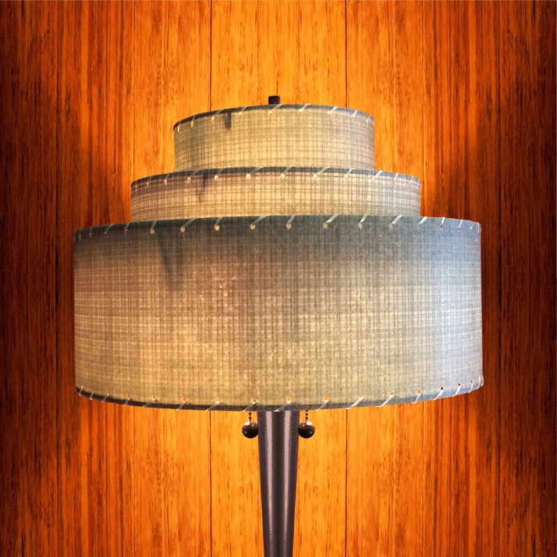Lamp Shade Three Tiered Drum White Mid Century Modern
