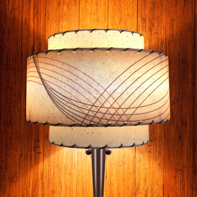 Lamp Shade Three Tiered Linen Fabric Graduated Tones Mid Century