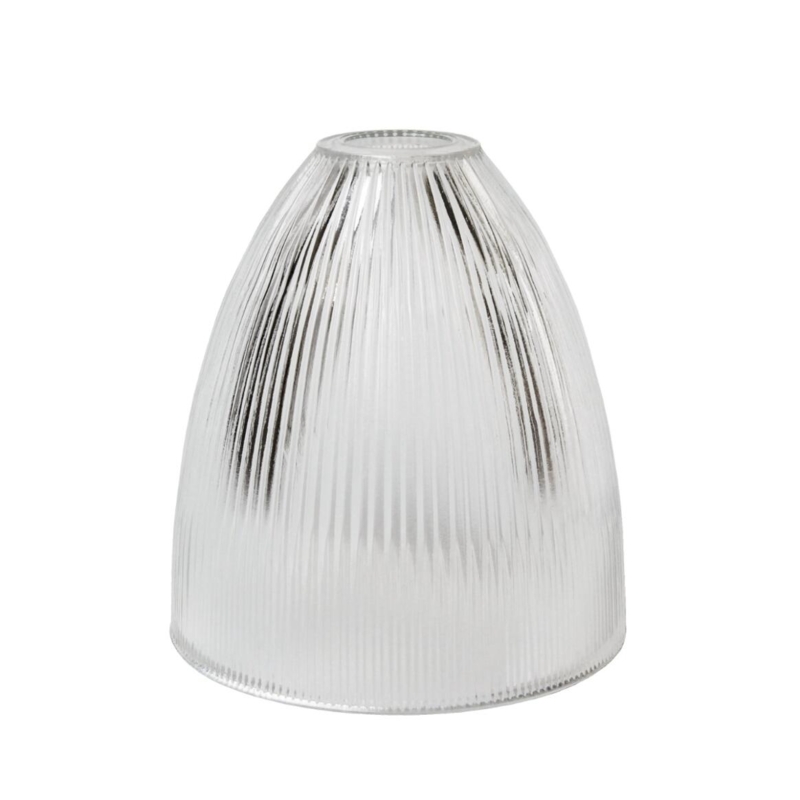 Lamp Shade: Vintage Prismatic Glass Bell Shape With Flanged Neck