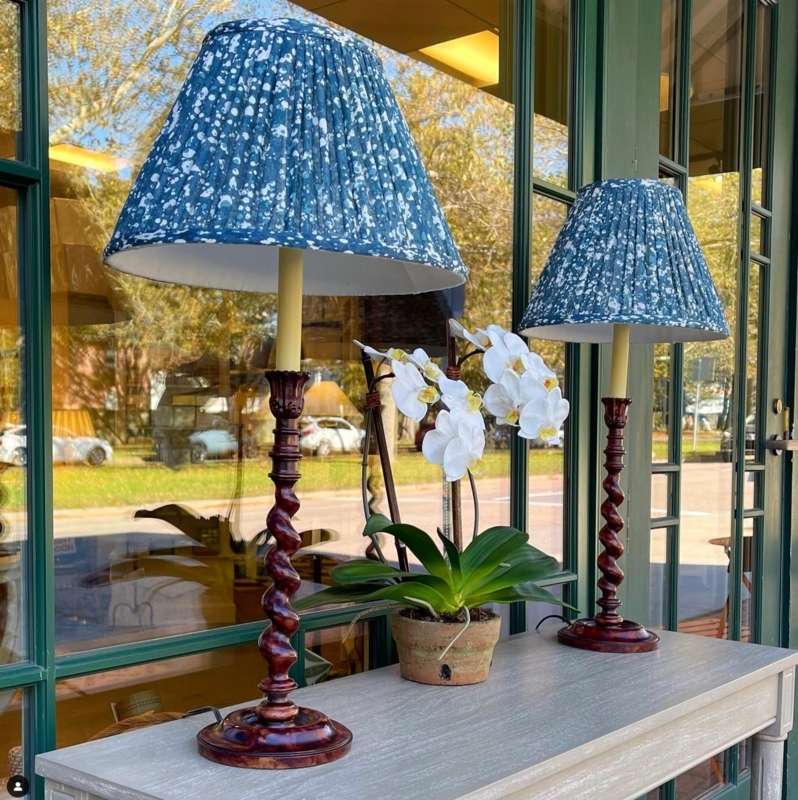 Lamp Shades Blue Green Ikat Pattern Gourd Base Set Transitional
