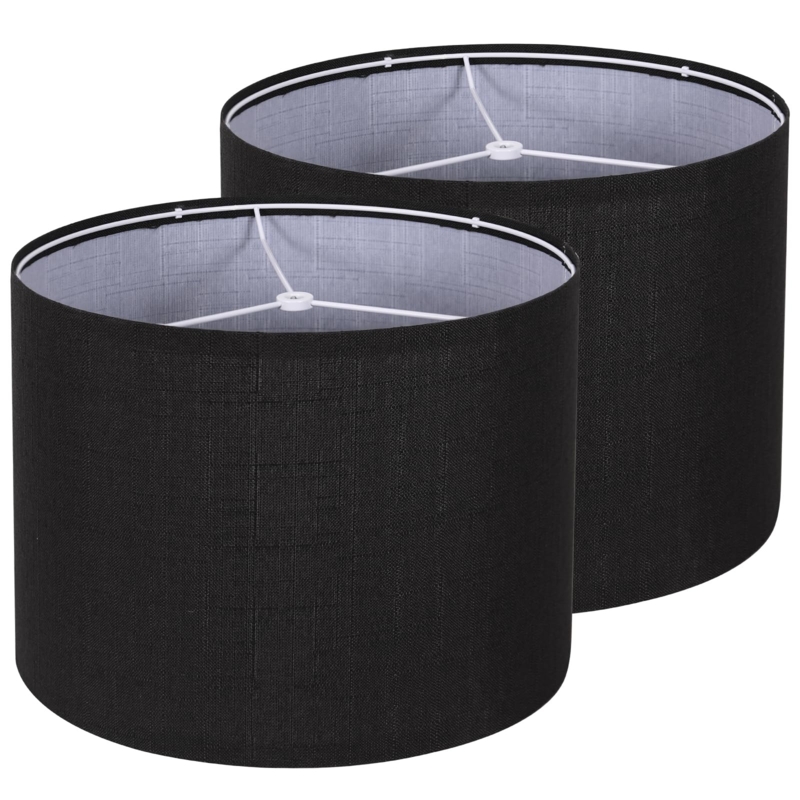Lamp Shades: Set of 2 Large Fabric Drum Replacements