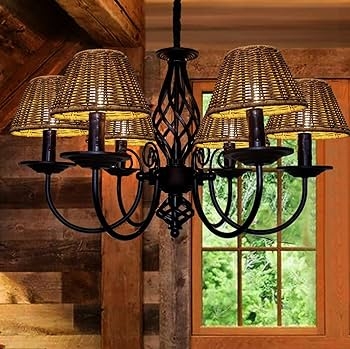 Lamp Shades Woven Wicker Texture Empire Silhouette Beige Boho Set