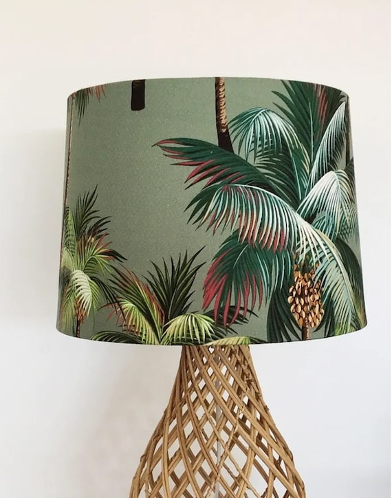 Lampshade: Barrel Shape with Palm Tree Silhouette Pattern