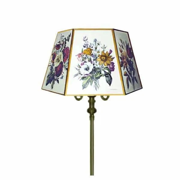 Lampshade: Bell Silhouette, Rose Floral Pattern, Braided Trim, Vintage Style