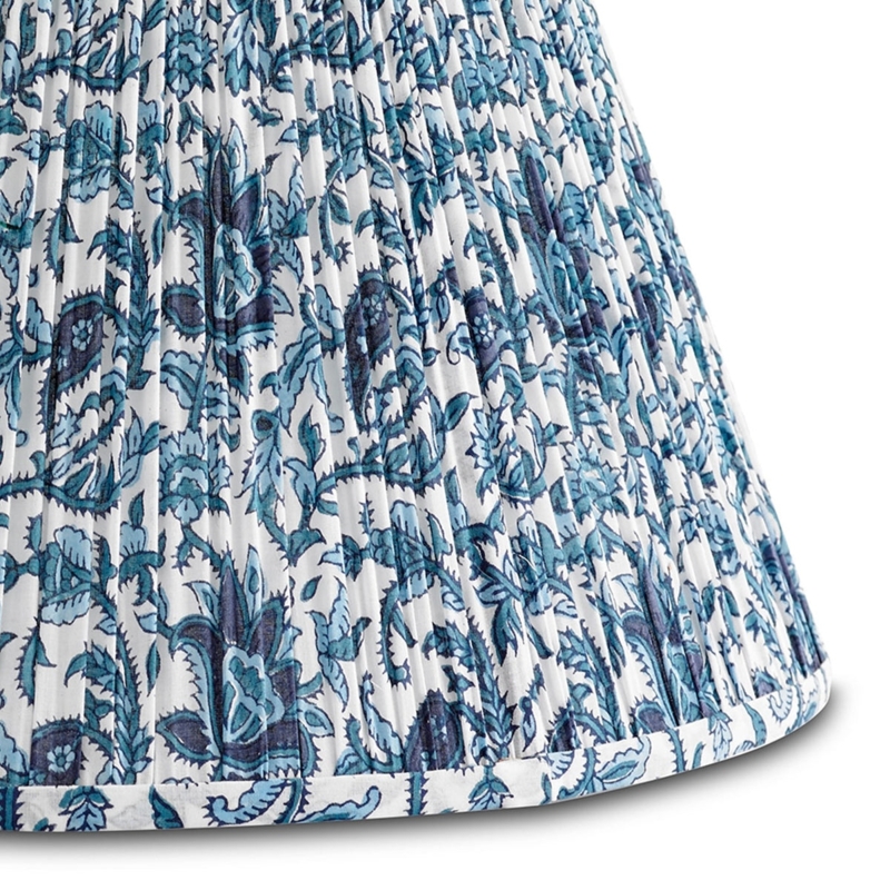 Lampshade Blue White Floral Block Print Empire Tapered Traditional Style