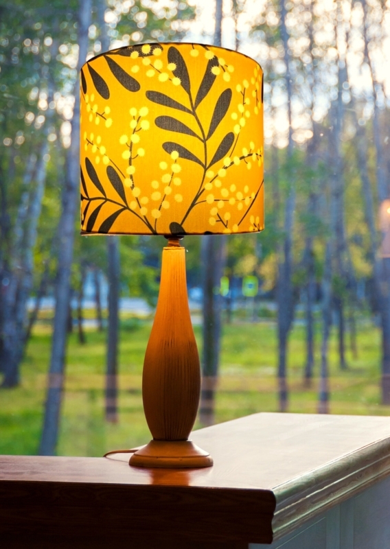 Lampshade Drum Silhouette Australian Botanical Wattle Print
