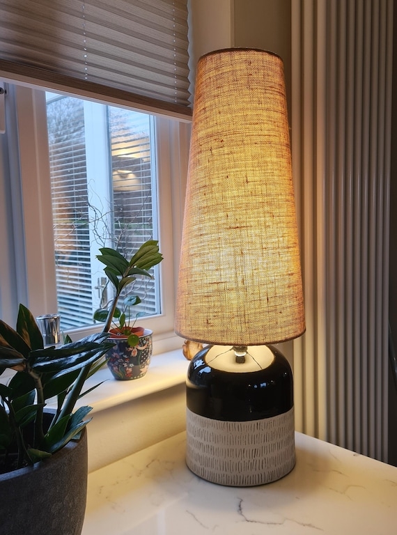 Lampshade Extra Tall Hessian Conical Rustic Modern Woven