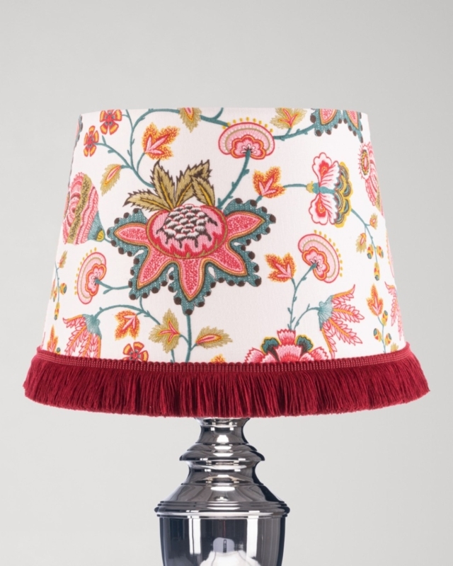 Lampshade: Floral Embroidery, Taupe Base, Bohemian Empire Style, Artisanal