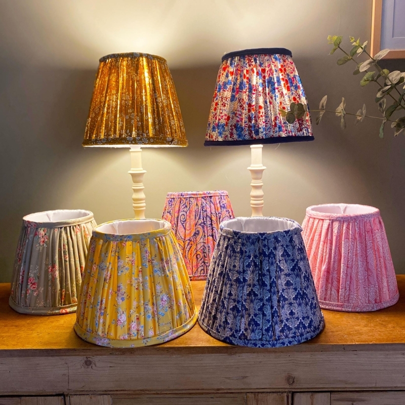 Lampshade in French Country Style with Cream Gathered Fabric