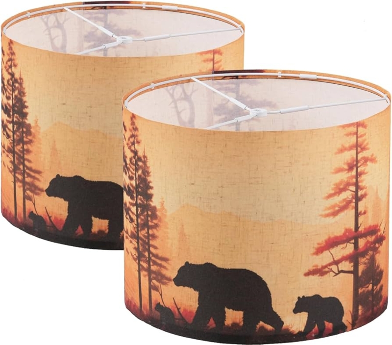 Lampshade Light Brown Linen Like Fabric Drum Shape Neutral