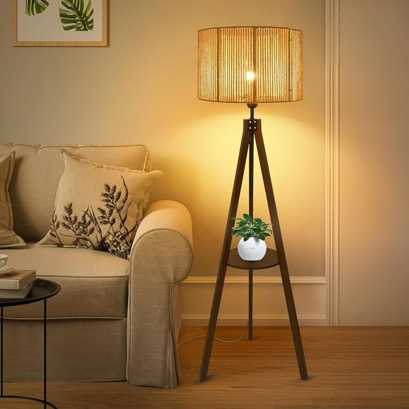Lampshade Natural Rattan Wicker Open Weave Drum Boho Coastal