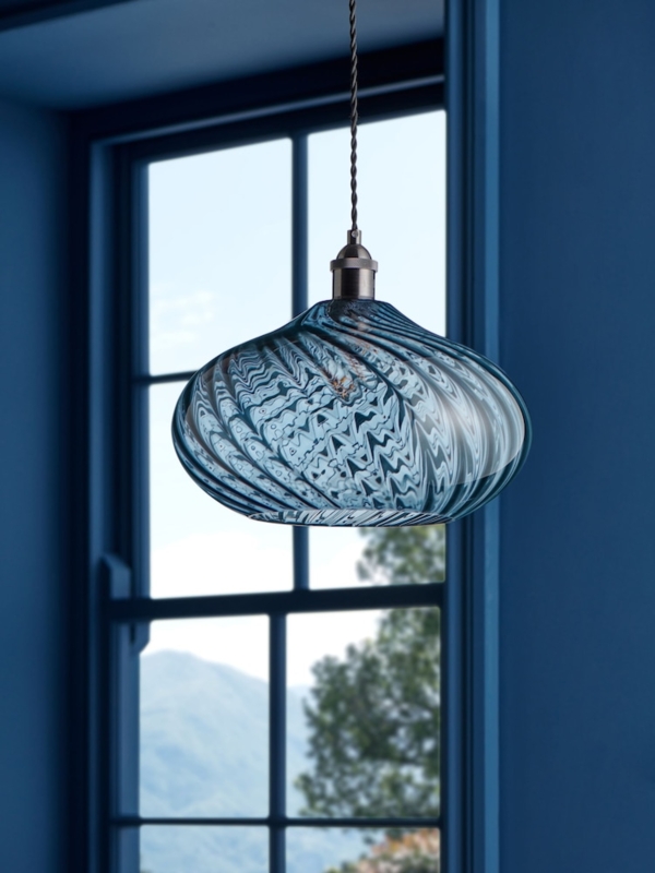 Lampshade Navy Blue Fabric Knife Pleats Tapered Empire Shape