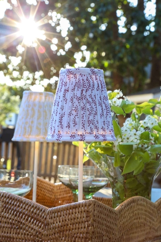 Lampshade Plum Honeysuckle Block Print Empire Tapered Botanical Style