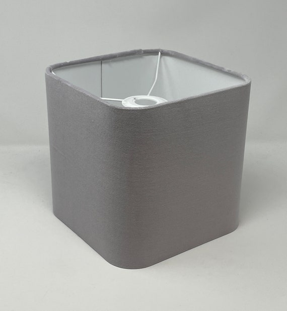 Lampshade Rounded Square Light Grey Velvet Matte Transitional