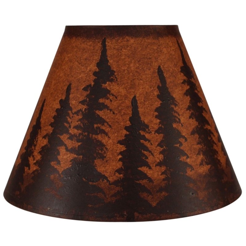 Lampshade Rustic Pine Tree Cutout Whipstitch Lodge