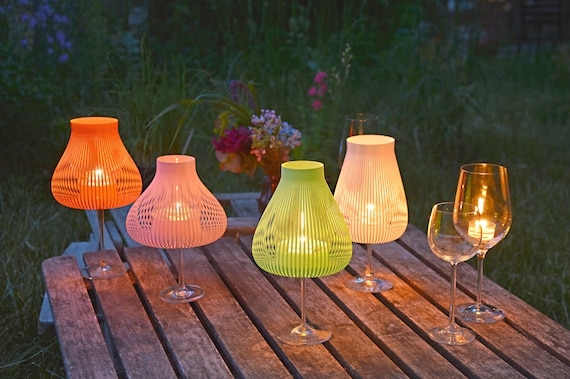 Lampshade Set: Bohemian Paper Wine Glass Shades Die Cut Patterns