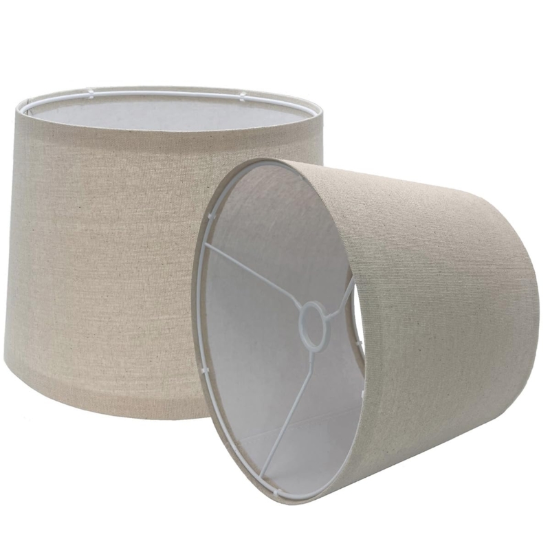 Lampshade Set Off White Linen Tapered Drum Uno Fitter