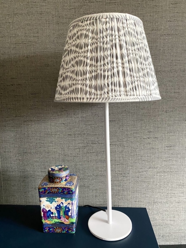 Lampshade Set Pale Grey Geometric Block Print Tapered Empire Boho Chic