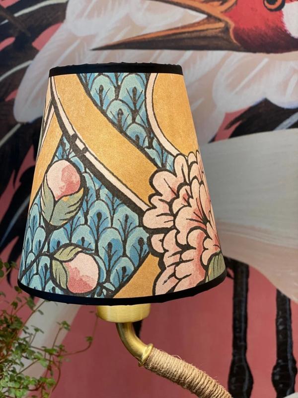 Lampshade: Snake Motif, Botanical Print, Wallpaper Wrapped, Maximalist