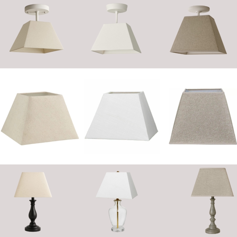 Lampshade Square Pyramid Coarse Woven Texture Beige Pendant