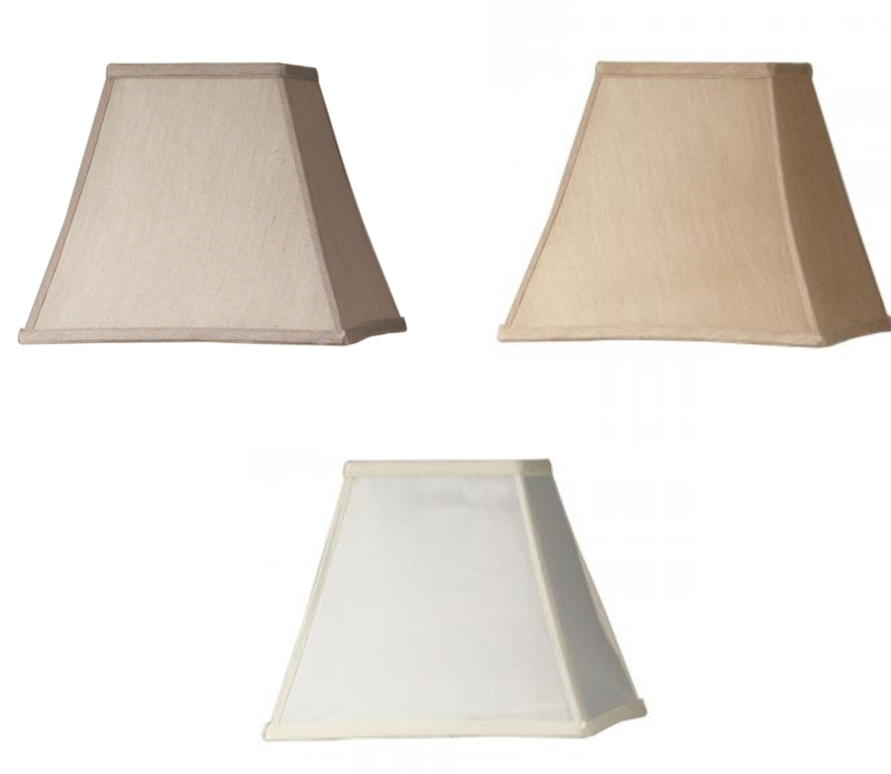 Lampshade Square Pyramid Silk Effect Cream Piping Traditional