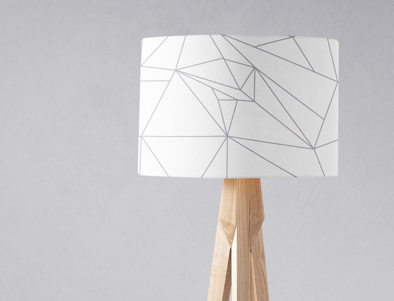 Lampshade Two Tone Grey White Color Block Drum Modern Minimalist