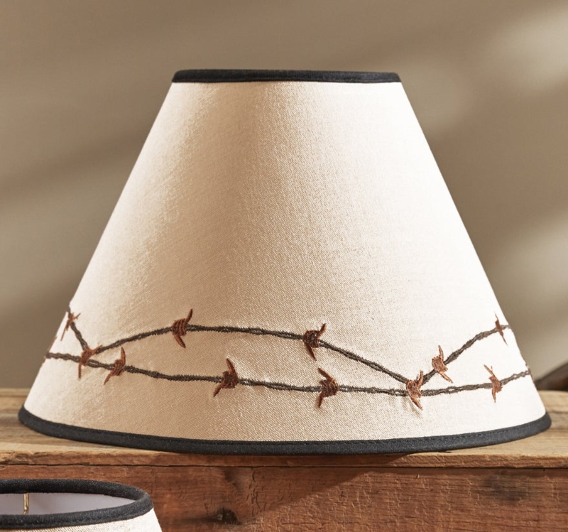 Lampshade Western Rustic Barbed Wire Motif Parchment Texture