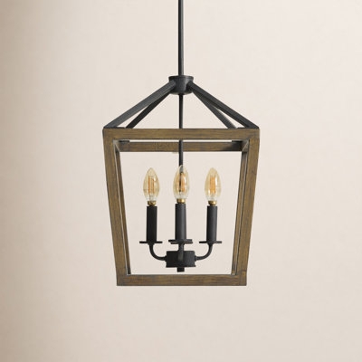 Lantern Chandelier: Rustic Black Geometric Frame with Arched Top