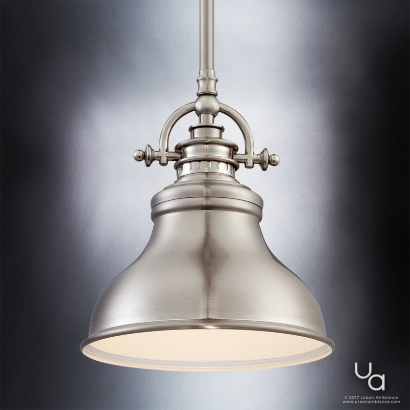 Lantern Pendant Light Open Cage Design Brushed Nickel Industrial Modern