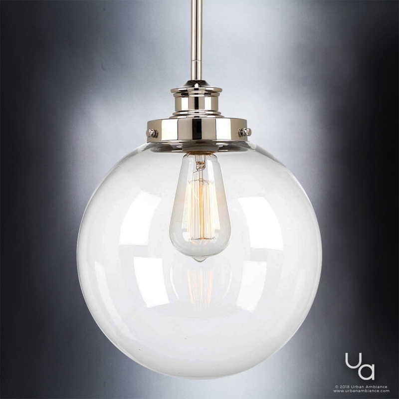 Lantern Pendant Light Orb Top Clear Glass Vintage Transitional