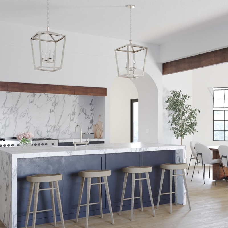 Lantern Pendant Light Polished Nickel Open Frame Candelabra Kitchen