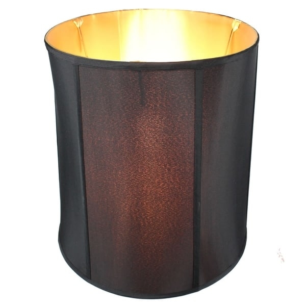 Large Black Shantung Tapered Drum Lampshade with Hardback
