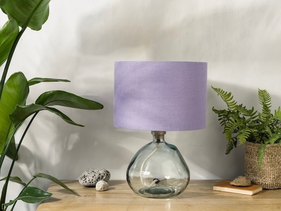 Lavender Linen Drum Lampshade Modern Woven Texture