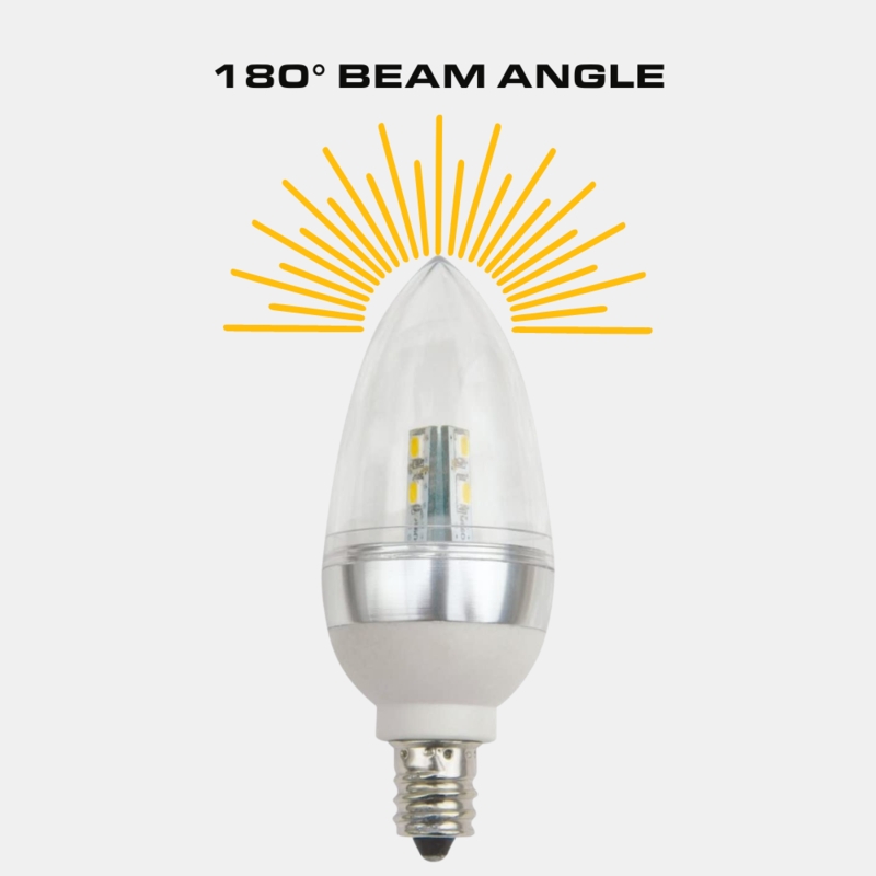 LED Bulb Clear Glass Vertical Filaments Torpedo Shape Candelabra Base