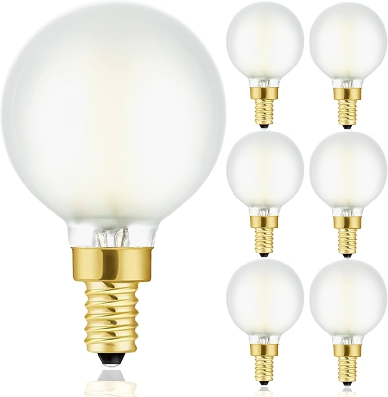 Light Bulb Frosted G16.5 Globe Gold Toned Base E12 Candelabra