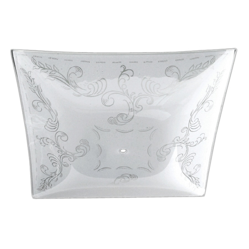 Light Shade Square Etched Glass Low Profile Modern White Flush Mount