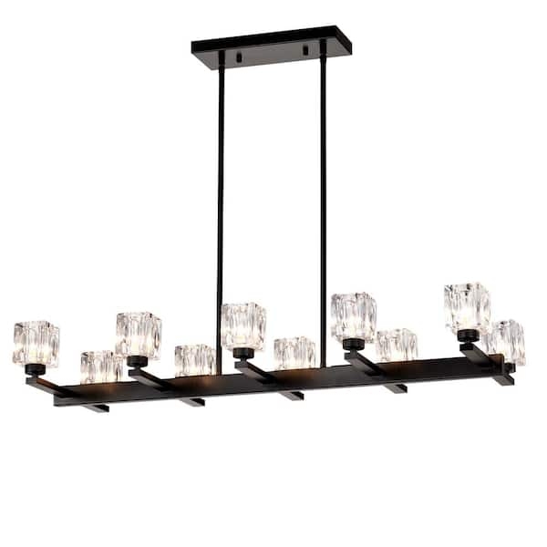 Linear Branch Style Ceiling Light: 10-Light Matte Globe Fixture