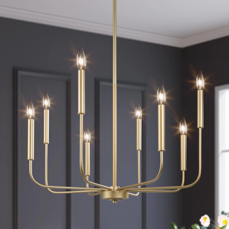 Linear Chandelier 8-Light, Matte Finish Minimalist Island Dining