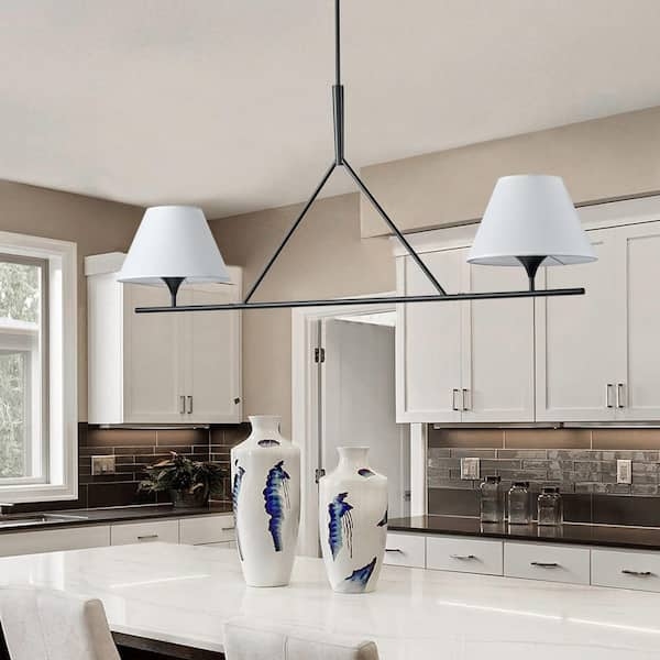 Linear Chandelier Clear Glass Cylinders Modern Farmhouse Fixture