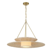 Linear Chandelier featuring Satin Gold Finish and Three Frosted Globe Shades