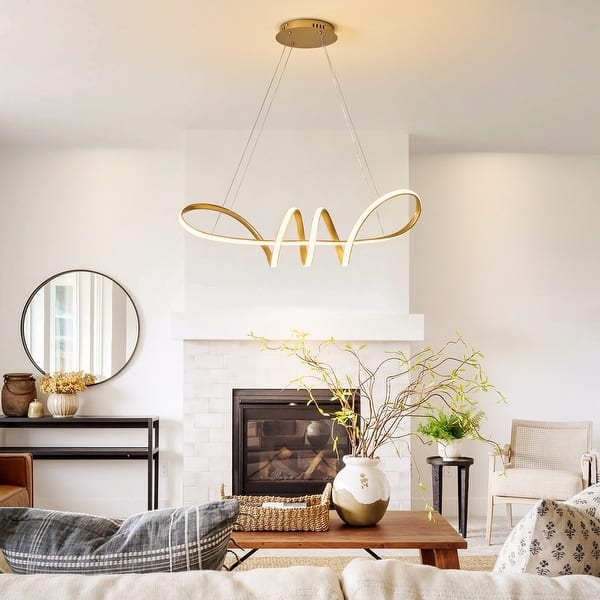 Linear Chandelier Irregular Geometric Gold Warm LED
