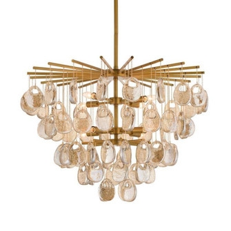 Linear Chandelier, Matte Black and Brass Accents, Modern Industrial Style