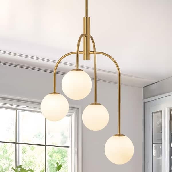 Linear Chandelier Opal Glass Globes, Linear Black and White Chandelier