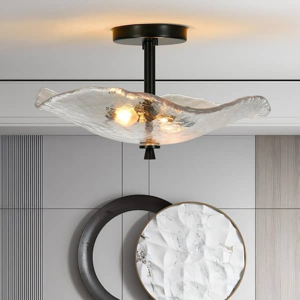 Linear Chandelier Two Light Distressed Two Tone Rectangular Cage