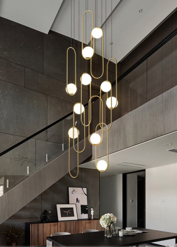 Linear Chandelier with Frosted Glass Shades and Matte Black Frame